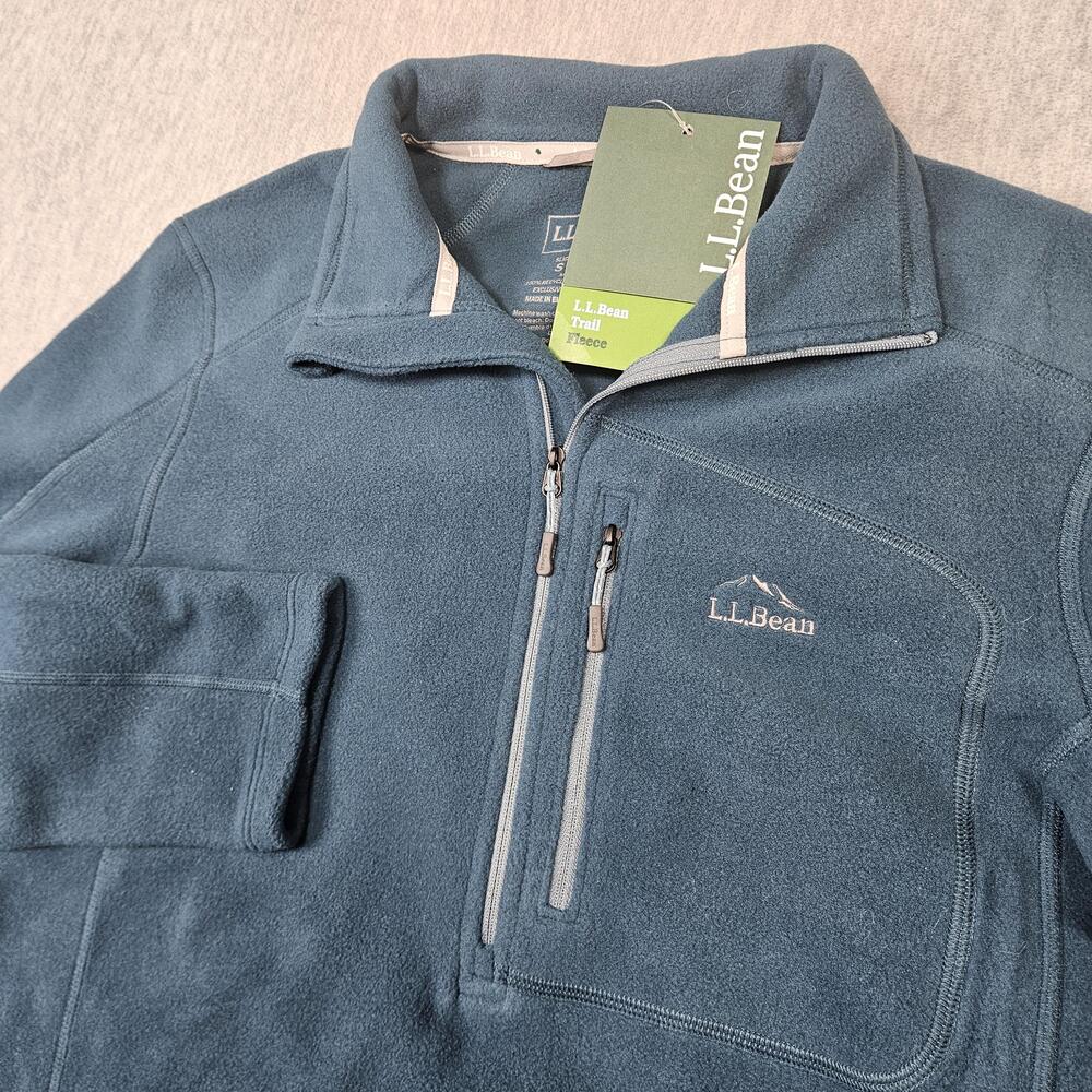 L.L. Bean Jacket Mens S Blue Trail Fleece 1/4 Zip Hiking